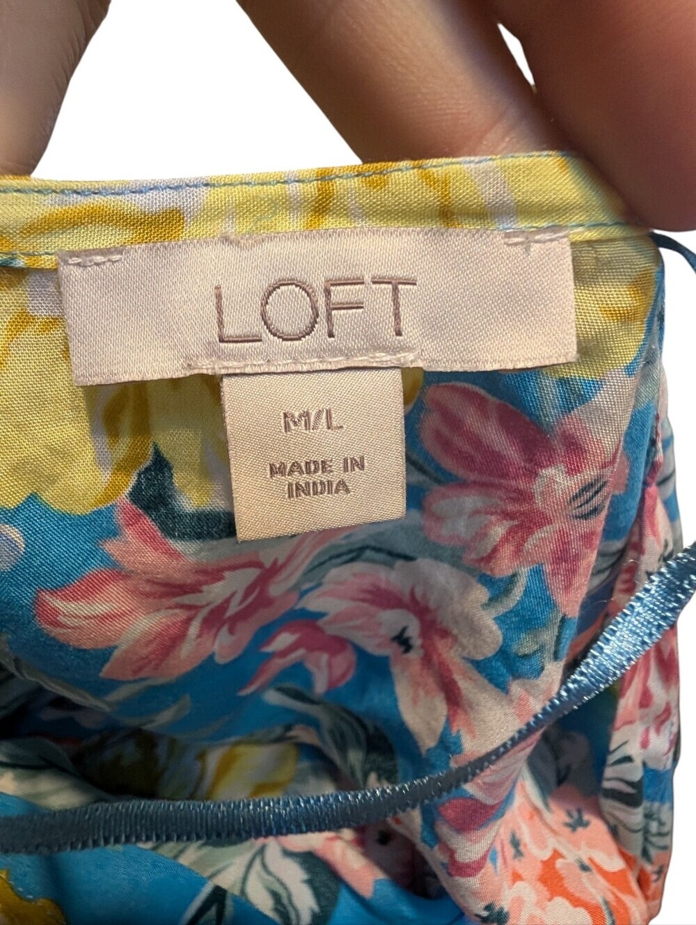 LOFT Blue Floral Modal Kimono Cover Up | Oversized Open Front | Lightweight Pool - Picture 5 of 7